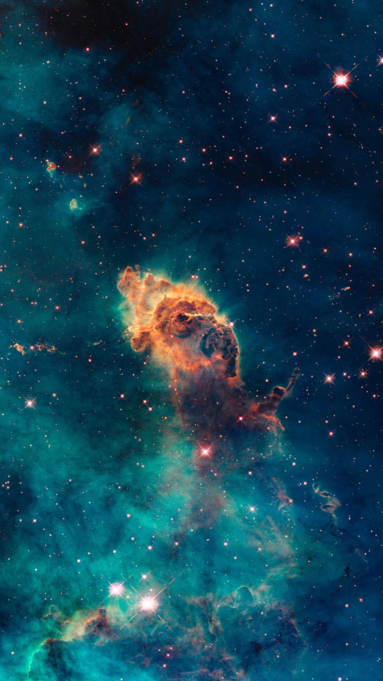 orange and blue clouds, cosmic nebula, starfield, Full HD Phone Wallpaper