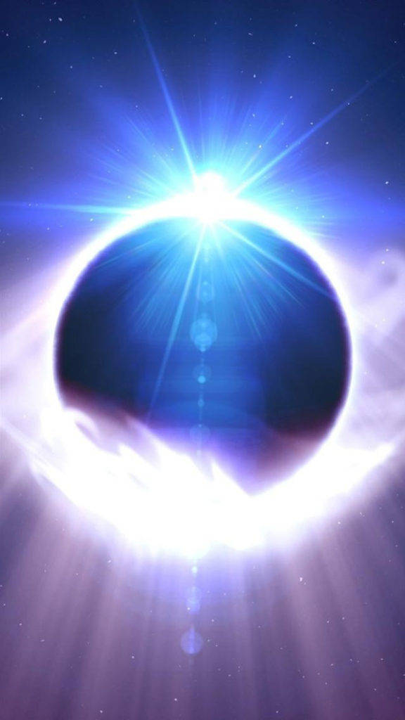 solar eclipse, blue corona, starry cosmic backdrop, SD Phone Wallpaper