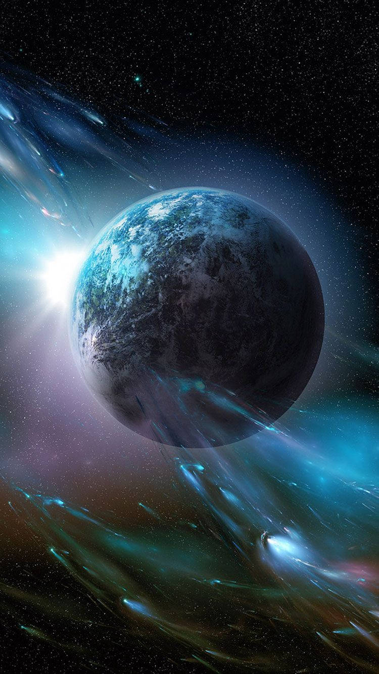 blue planet, swirling clouds, cosmic nebulae, HD Phone Wallpaper