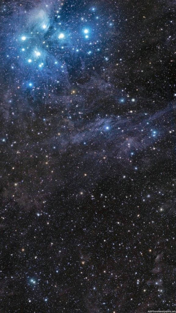 glowing blue stars, nebulae, deep black cosmic backdrop, SD Phone Wallpaper