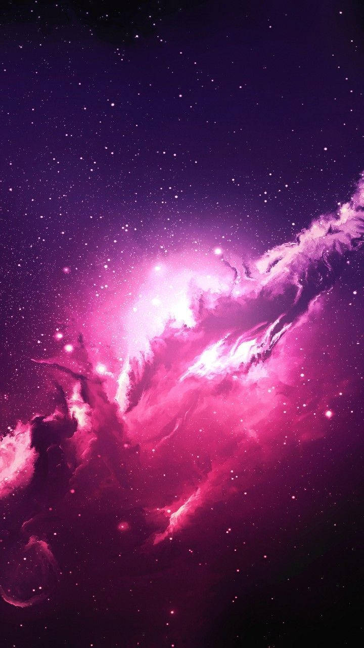 Space iPhone, purple explosion of clouds, pink and purple nebula, HD Phone Wallpaper