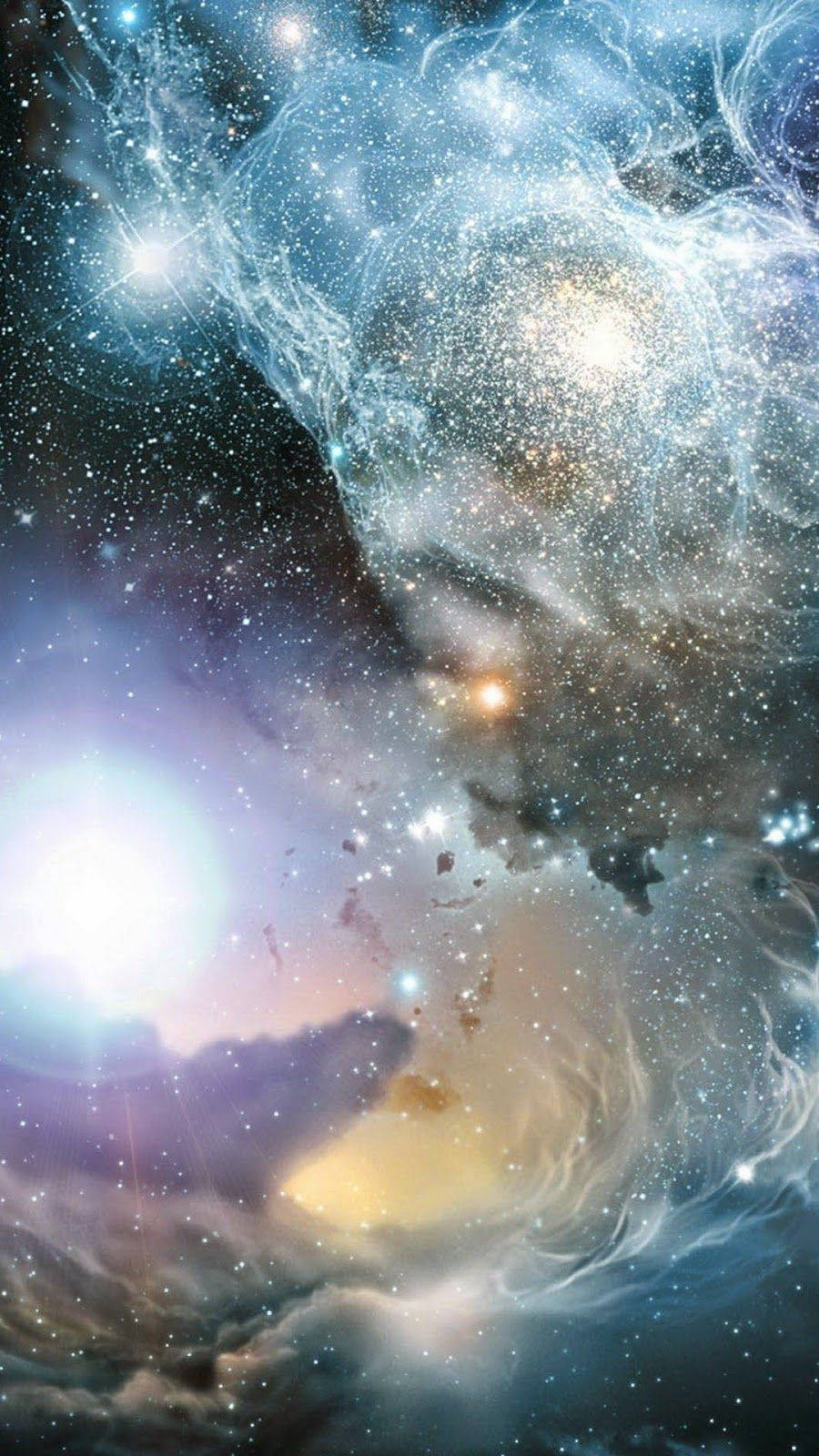 Space iPhone, white clouds, cosmic nebula, HD Phone Wallpaper