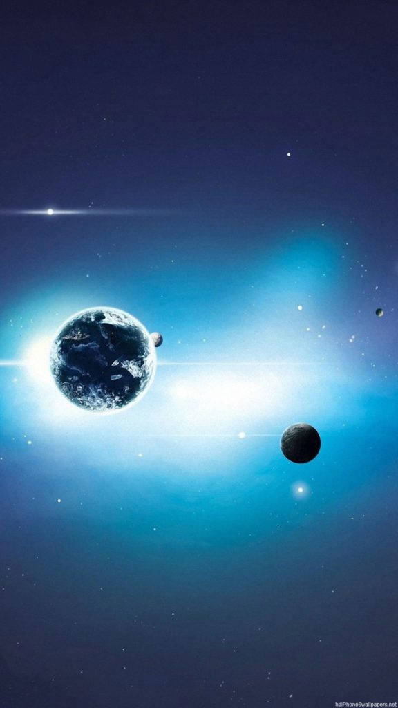 planets, blue light, Earth, SD Phone Wallpaper
