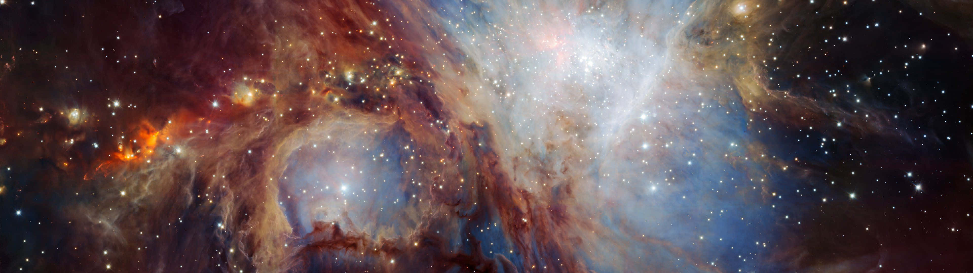 space, cosmic nebula, fiery orange, 4K Desktop Wallpaper