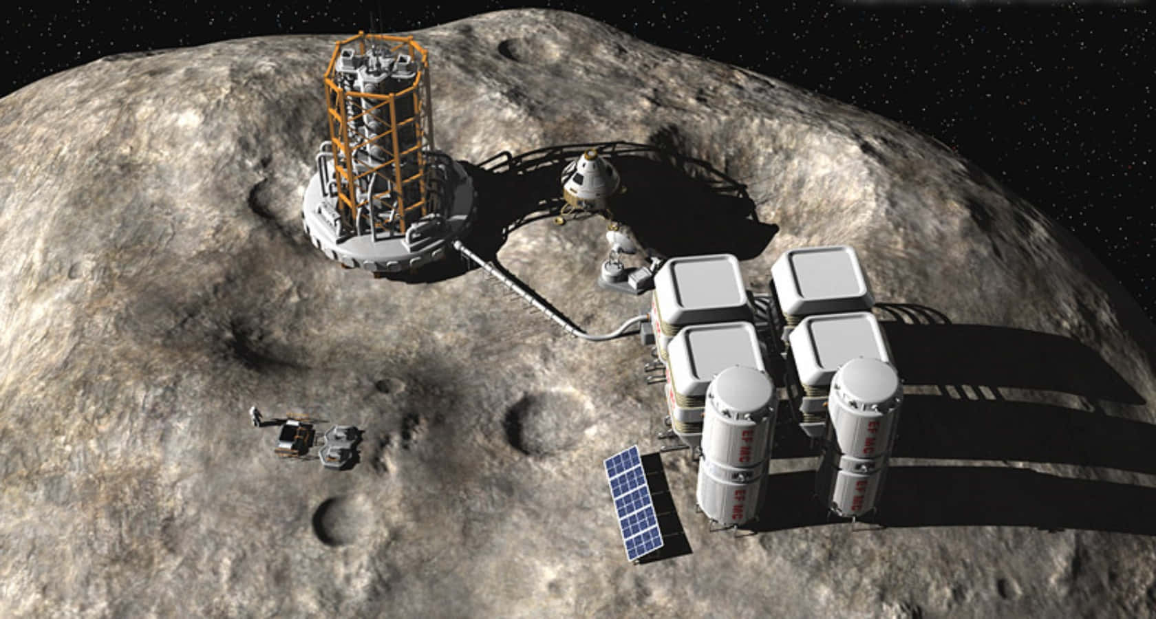 lunar base, white modules, solar panels, HD Desktop Wallpaper