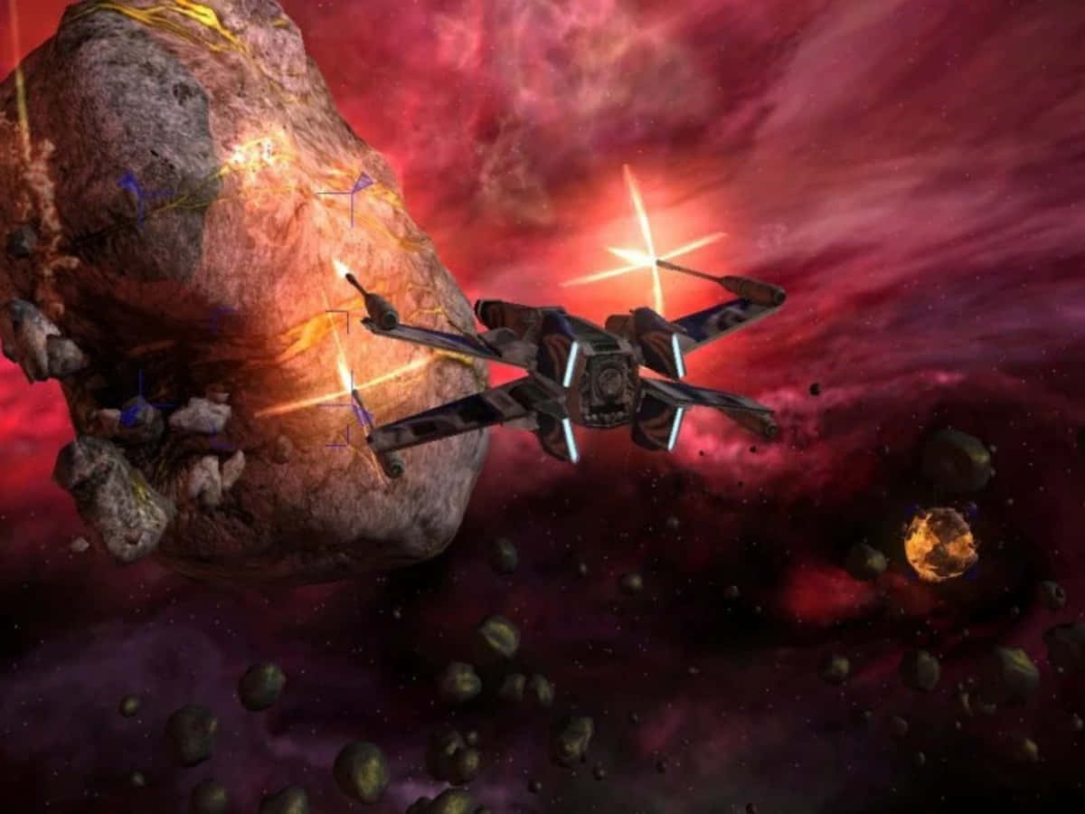 space mining, starfighter, massive asteroid, SD Desktop Wallpaper