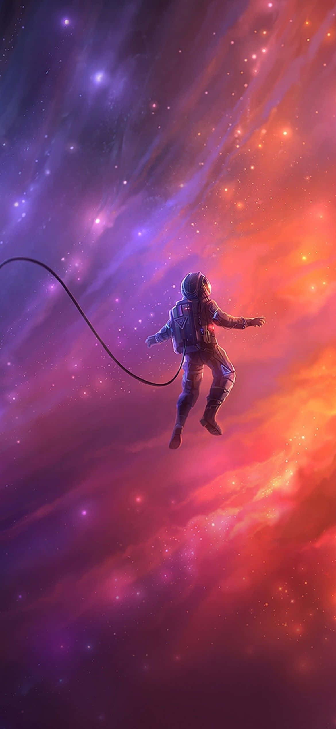 astronaut, outer space, cosmic nebula, Full HD Phone Wallpaper