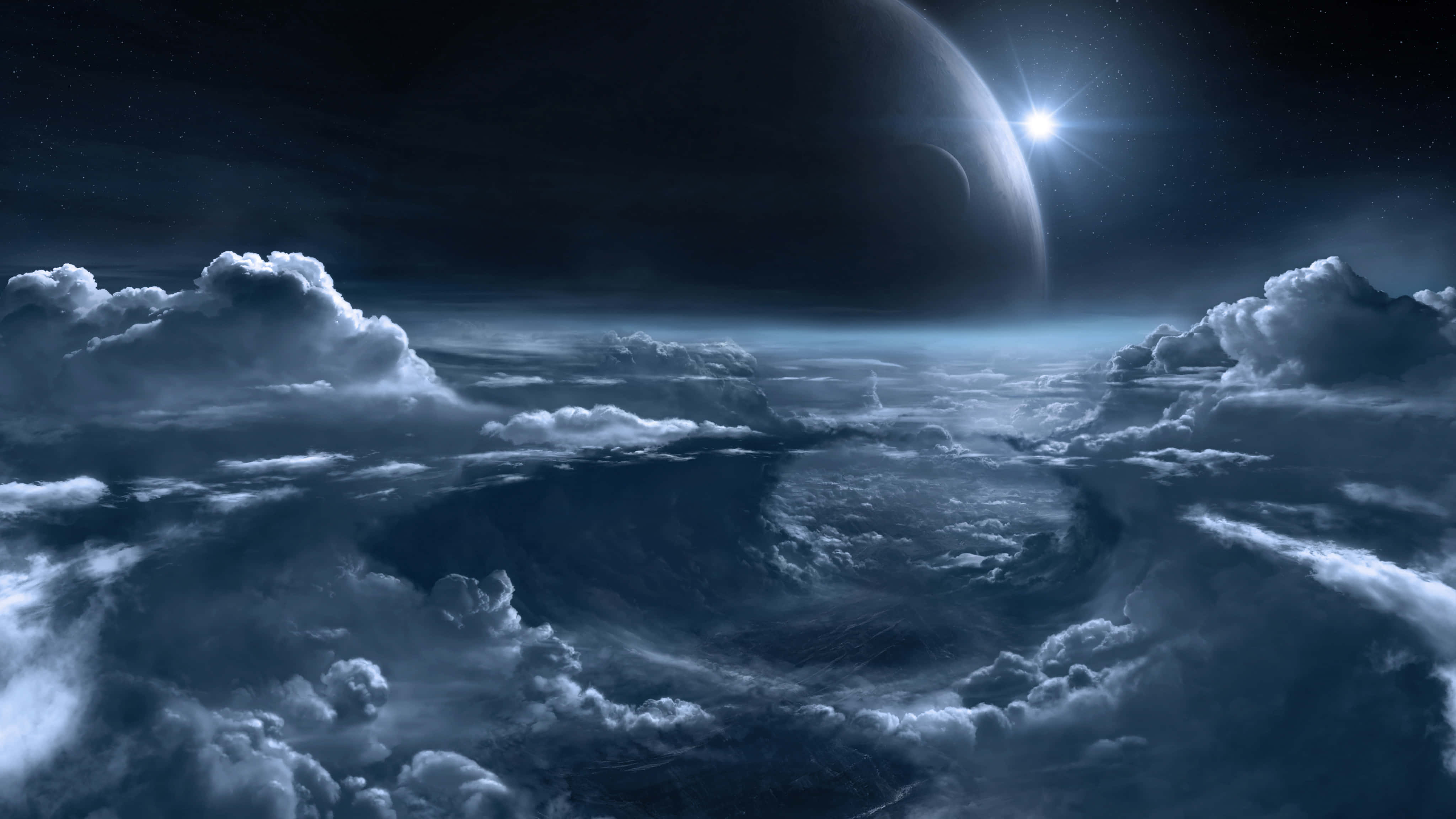 space, spaceship, clouds, 4K Desktop Wallpaper