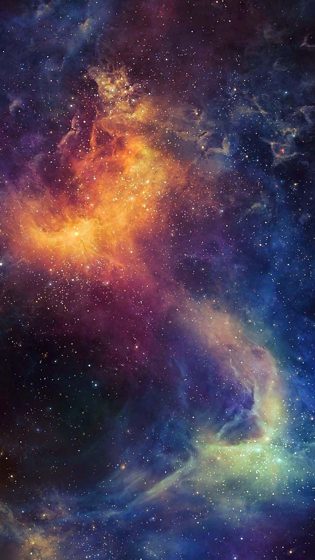 Space Nebula, fiery orange, electric blue, Full HD Phone Wallpaper