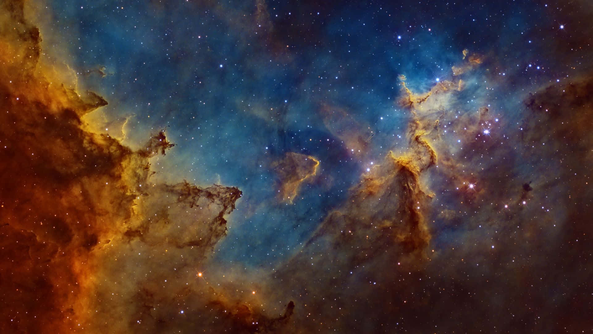 Space Nebula, orange, blue, Full HD Desktop Wallpaper