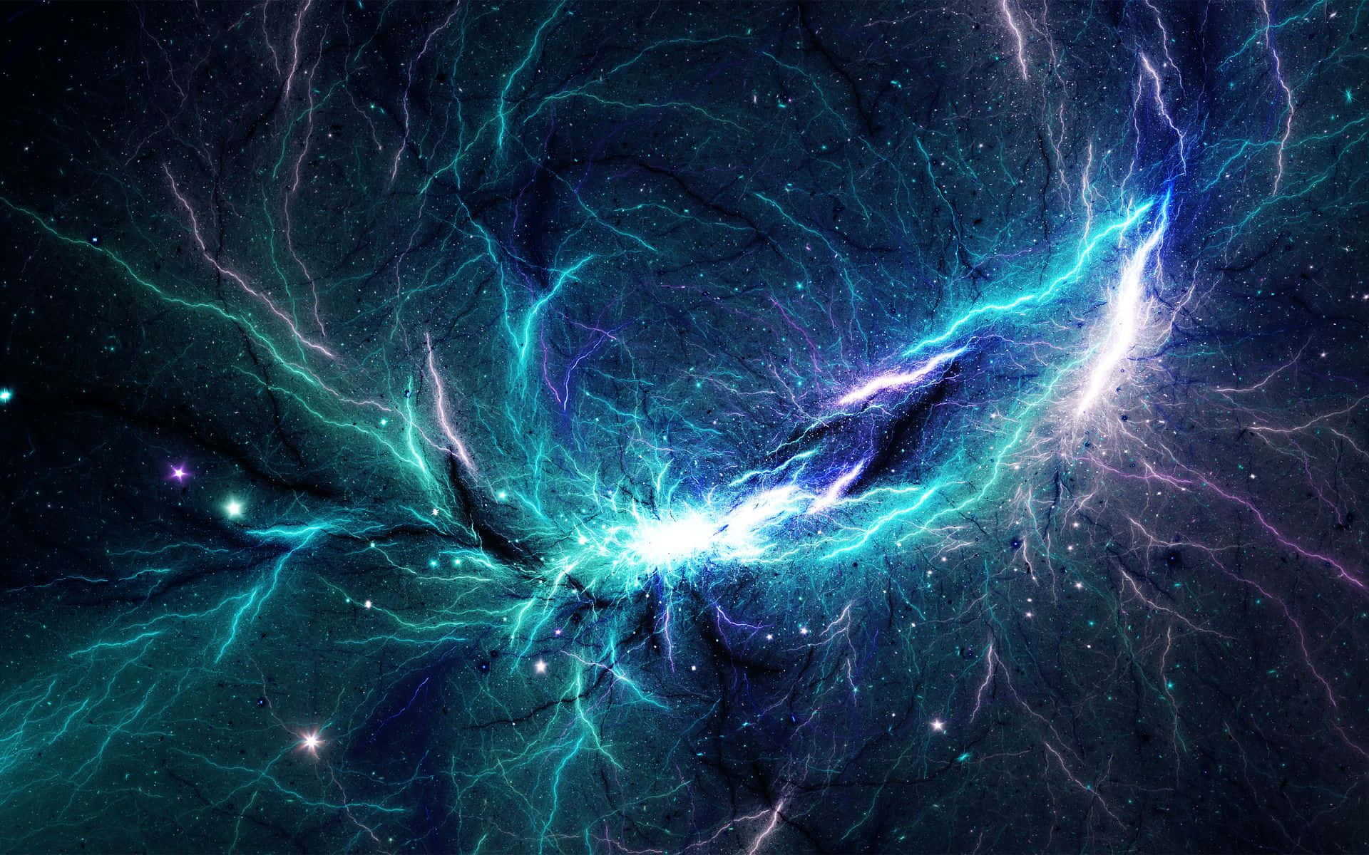 Space Nebula, cosmic lightning bolts, starry void, Full HD Desktop Wallpaper