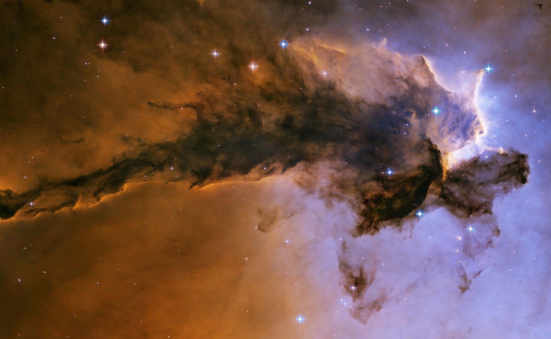 Space Nebula, orange, blue, HD Desktop Wallpaper