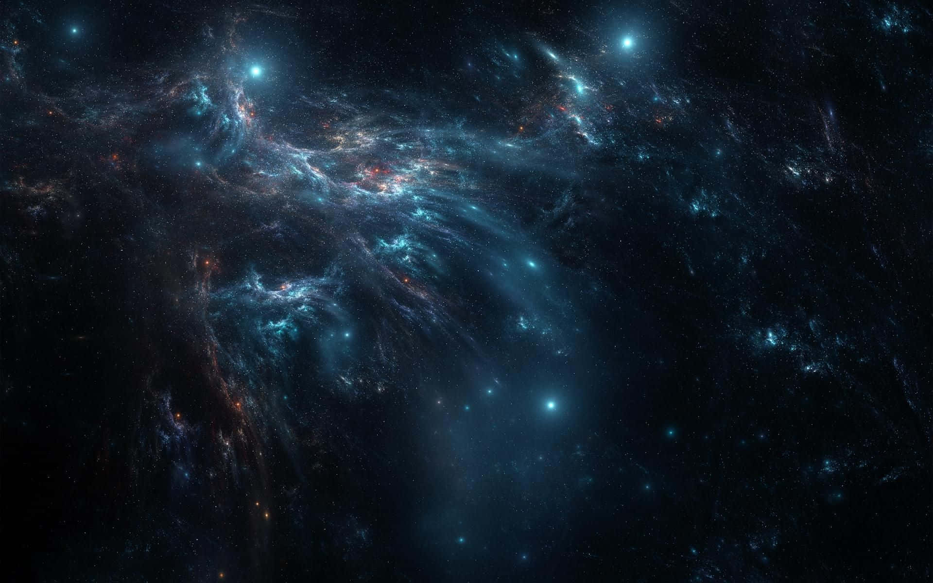 space nebula, glowing blue, orange gases, Full HD Desktop Wallpaper