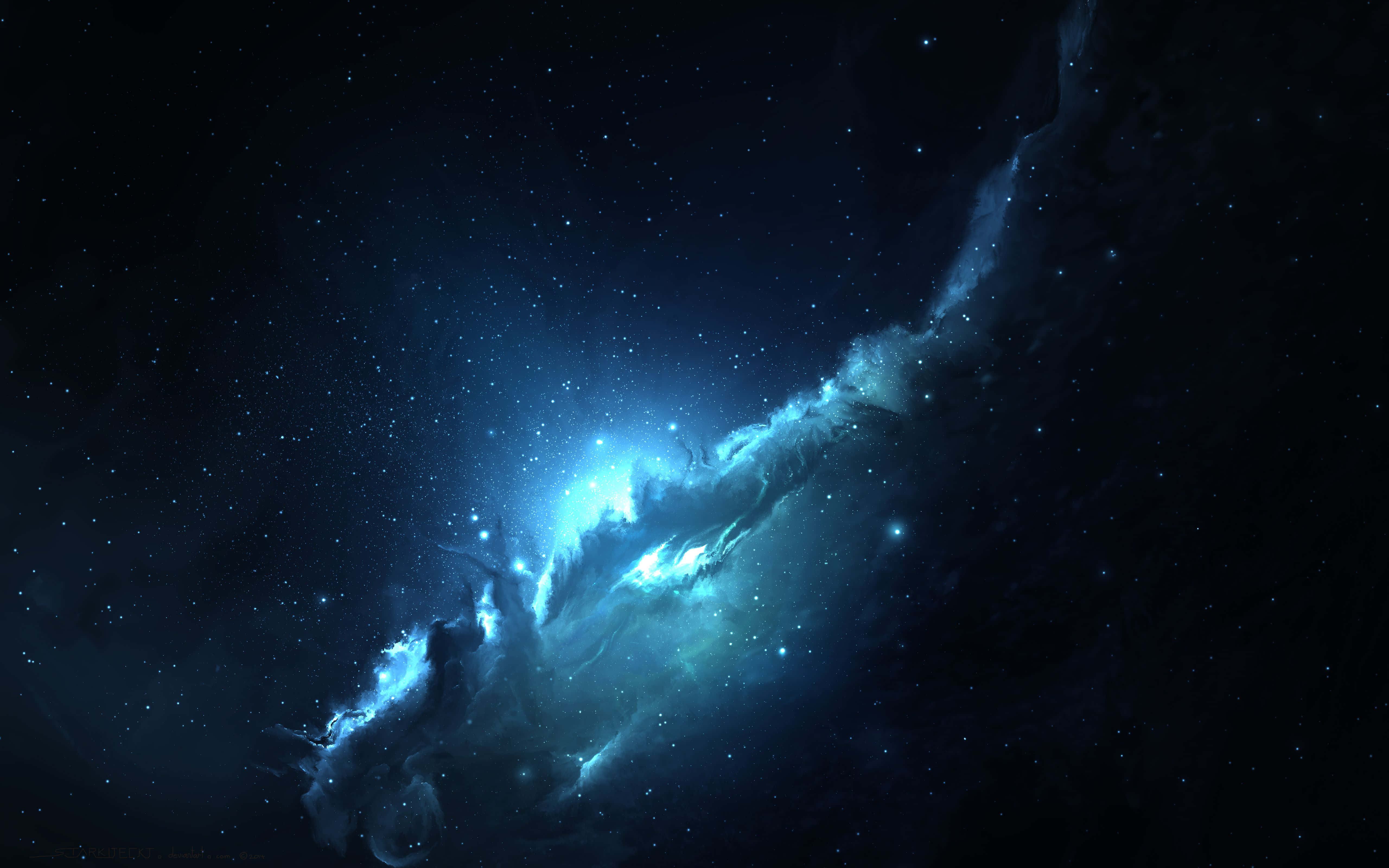 Space Nebula, luminous blue nebula, deep space, 5K Desktop Wallpaper
