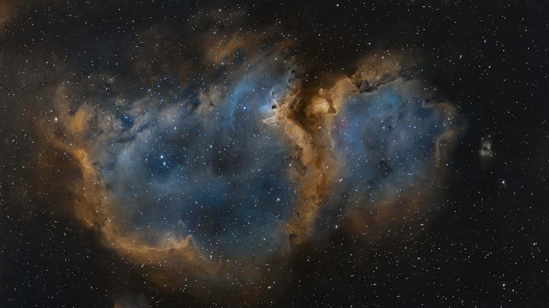Space Nebula, blue, golden-orange, Full HD Desktop Wallpaper