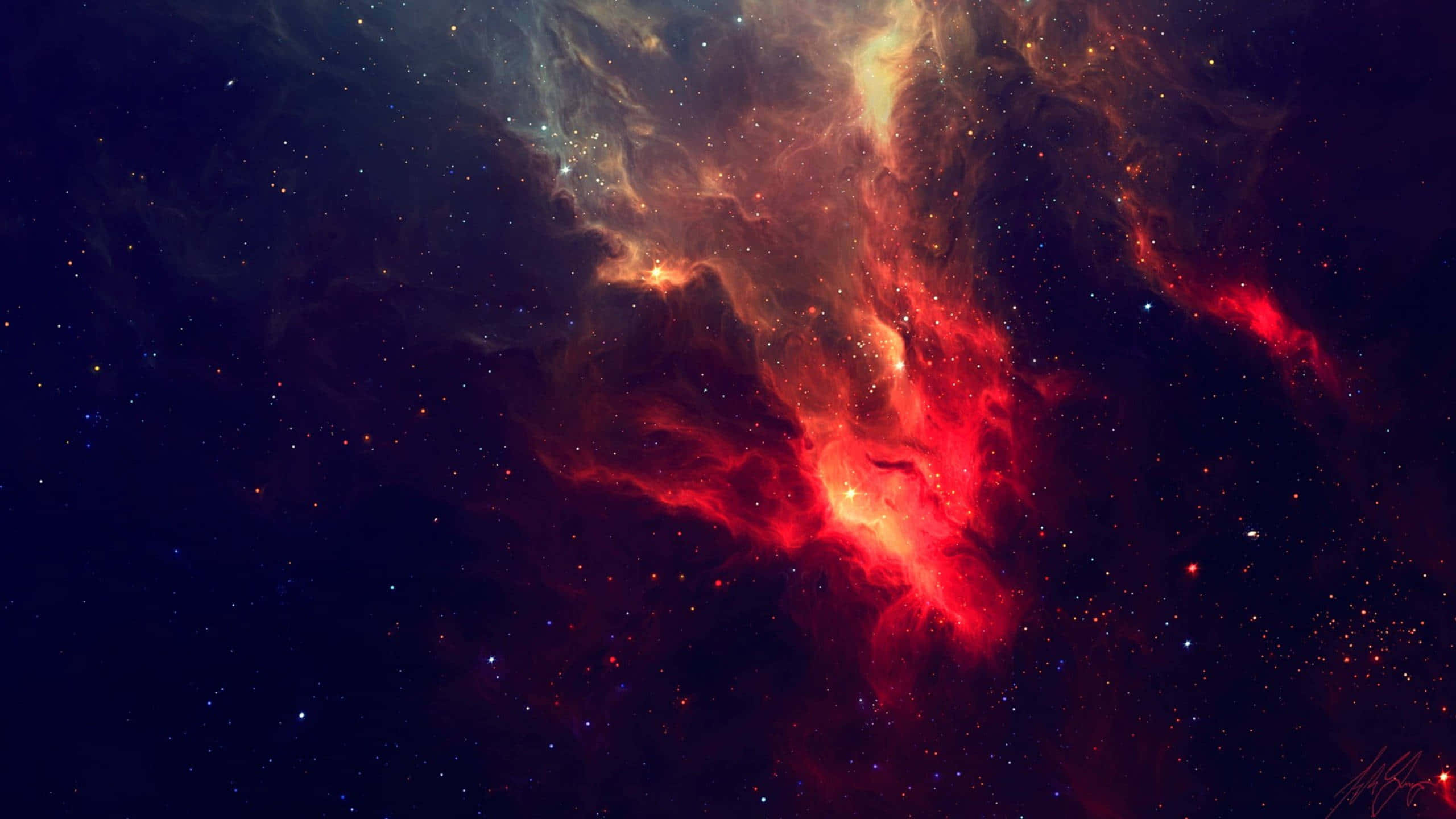 red and blue nebula, cosmic clouds, countless stars, 2K Desktop Wallpaper