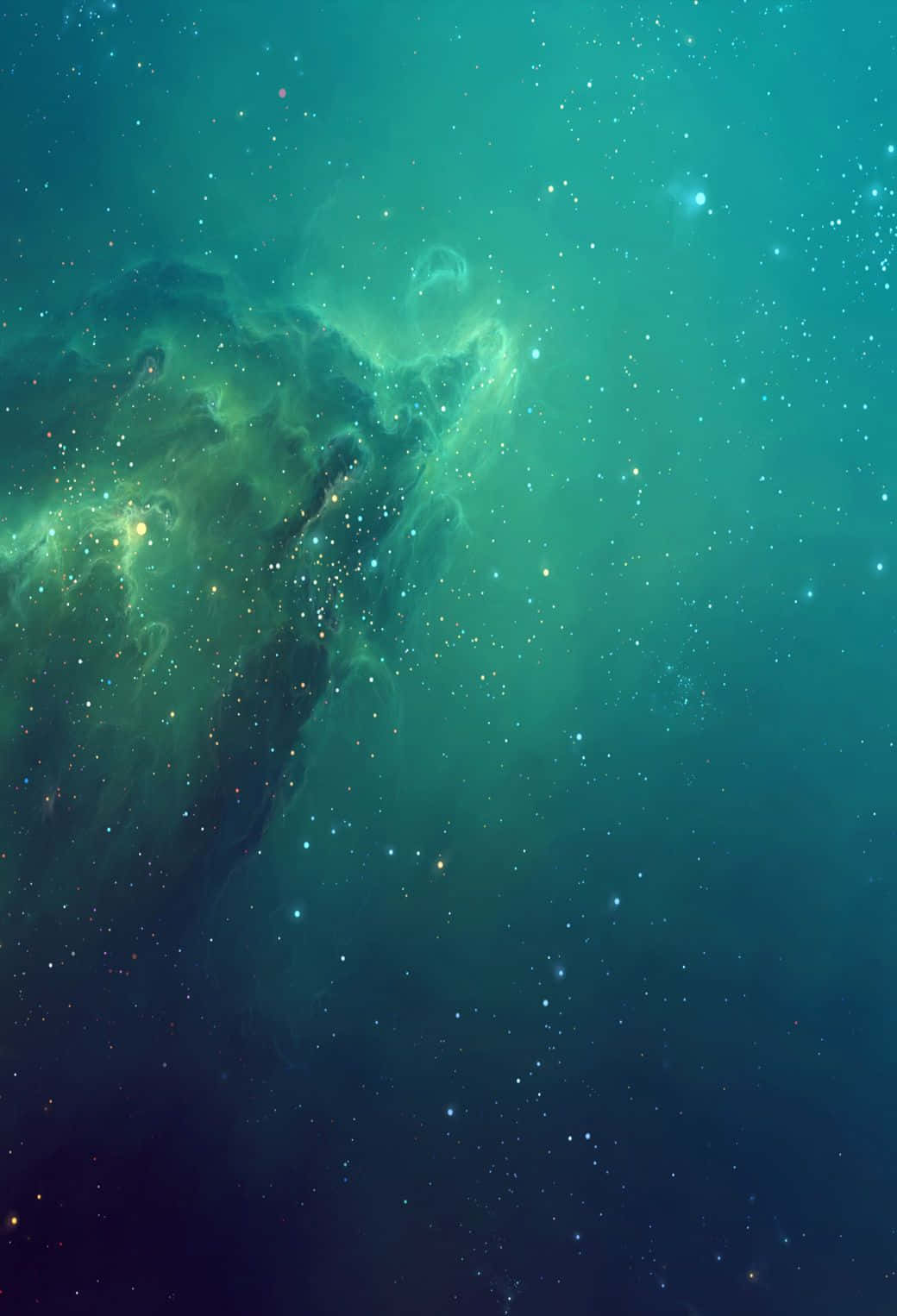 green nebula, teal and emerald hues, starfield, HD Phone Wallpaper