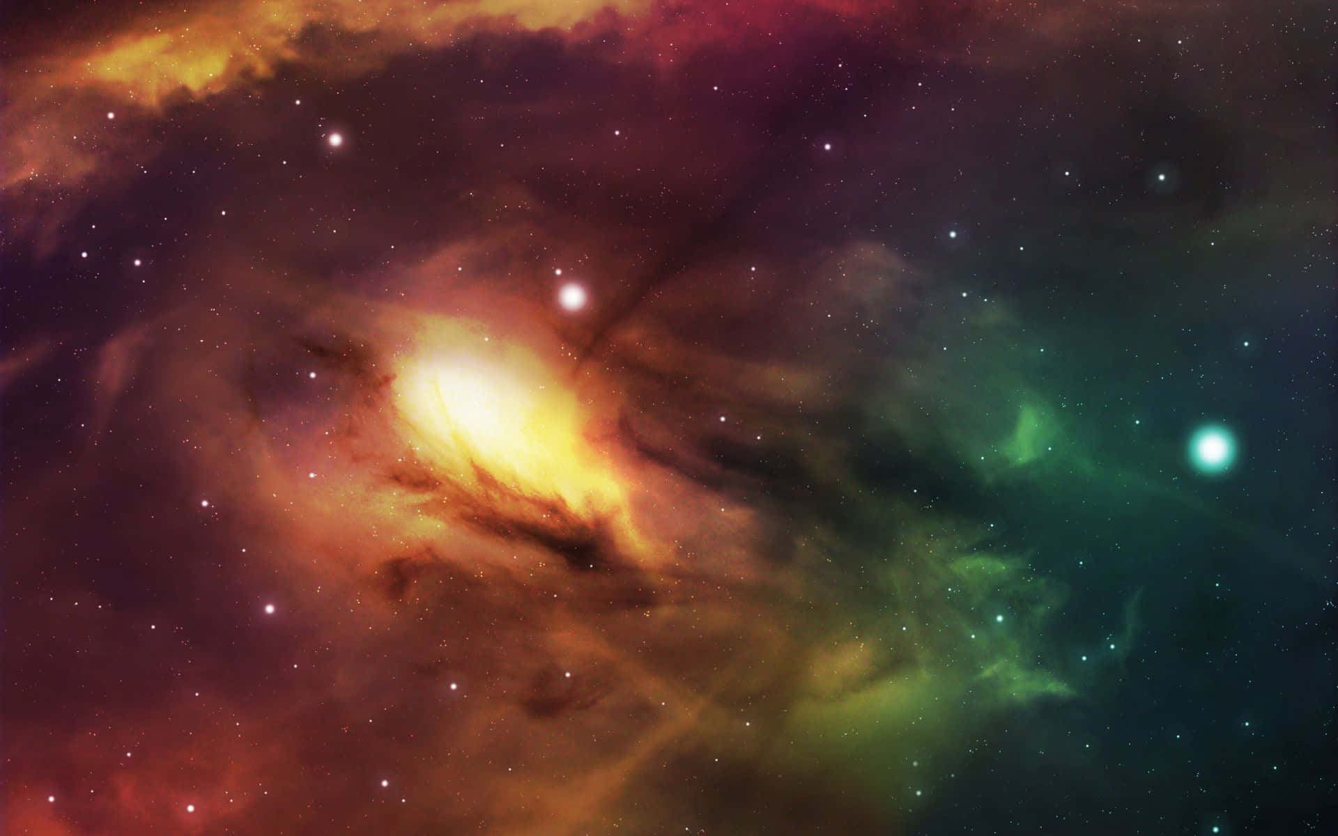 Space Nebula, fiery orange, electric green, Full HD Desktop Wallpaper