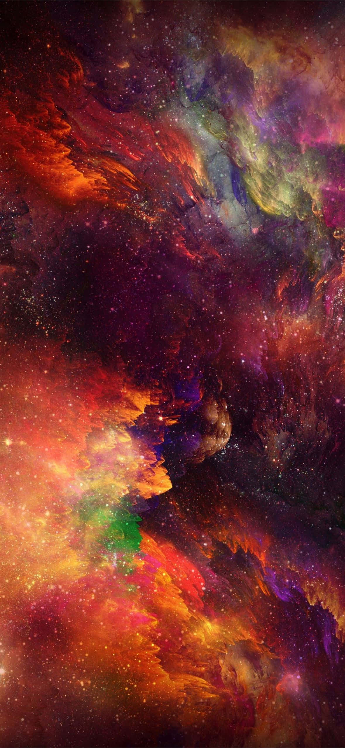 cosmic nebula, fiery reds, golds, Full HD Phone Wallpaper