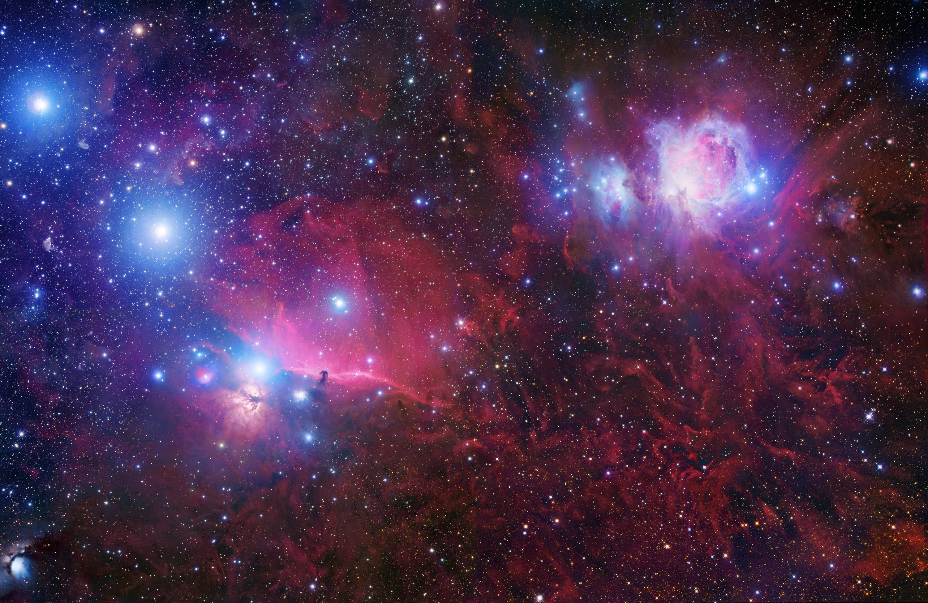 Star Space 3000, red and blue glow, deep space nebula, 2K Desktop Wallpaper