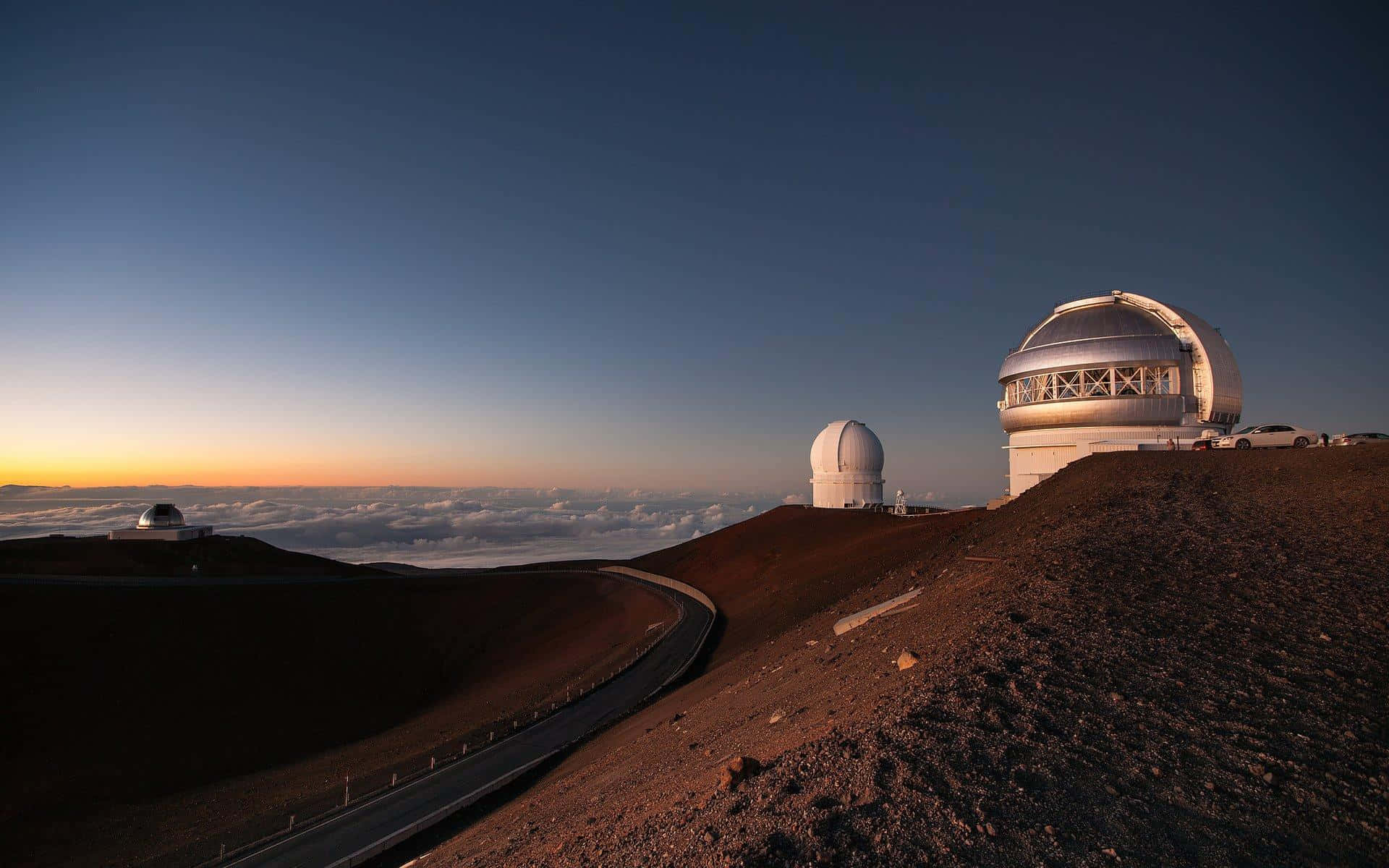 Space Observation, volcanic ridge, dawn, Full HD Desktop Wallpaper