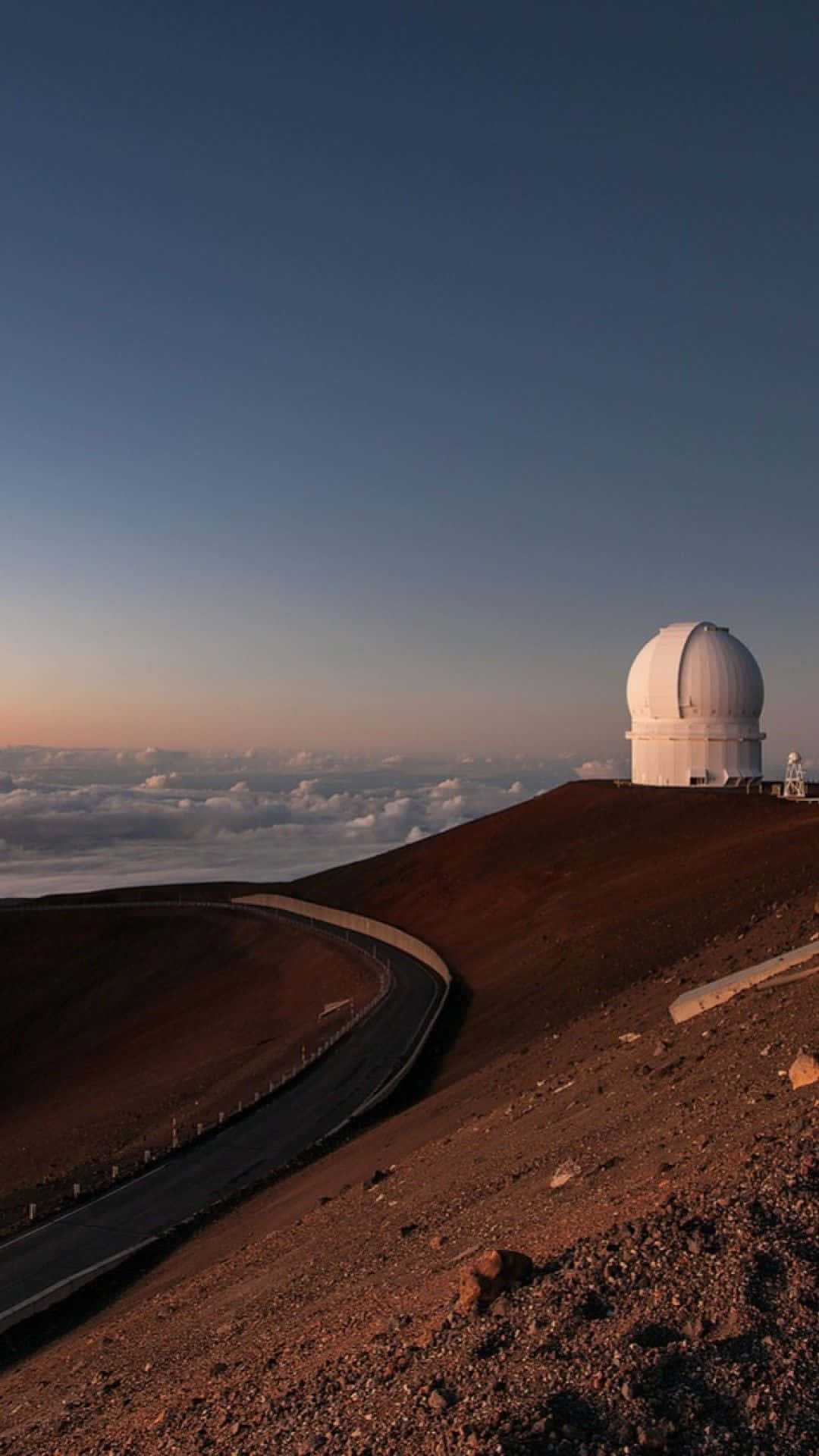 Space Observation, white observatory dome, rugged volcanic hill, Full HD Phone Wallpaper