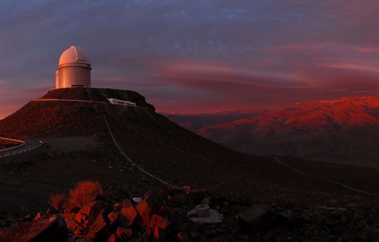 Space Observation, white observatory dome, rugged mountain peak, HD Desktop Wallpaper