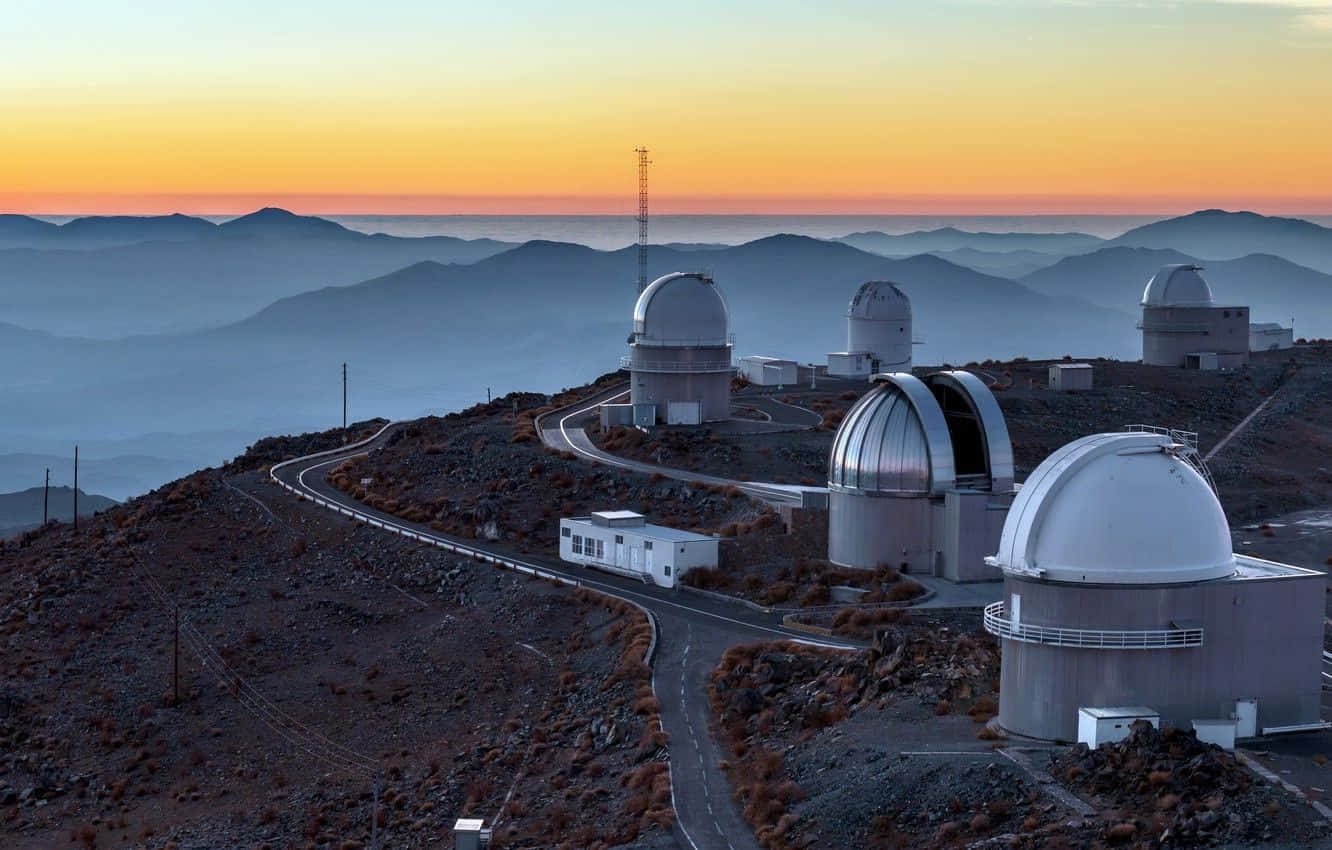 Space Observation, telescope domes, rugged mountain ridge, HD Desktop Wallpaper