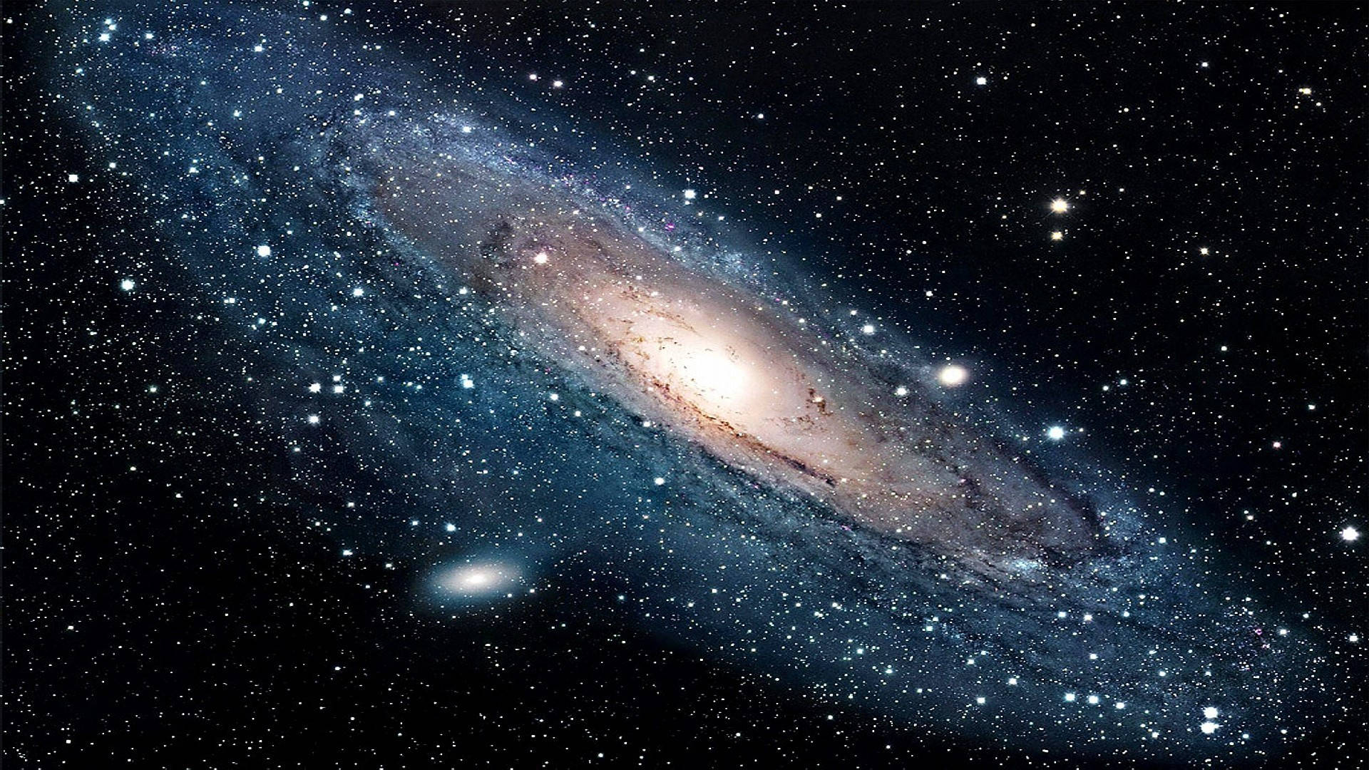 Galaxy Space PC, spiral galaxy, blue and gold, Full HD Desktop Wallpaper