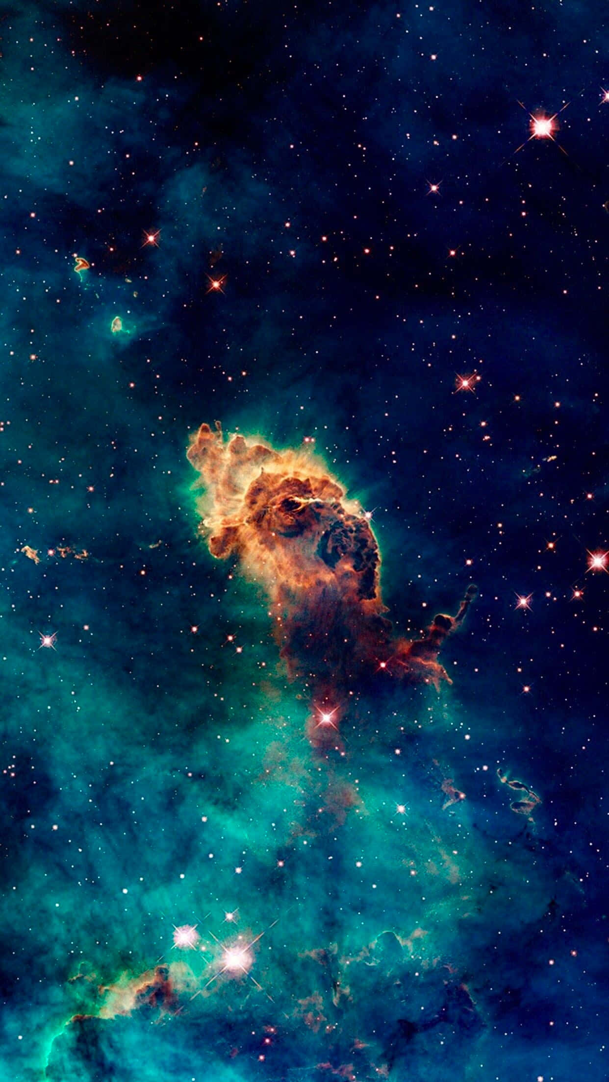 Cosmic Glowing Stardust, orange, teal, Full HD Phone Wallpaper