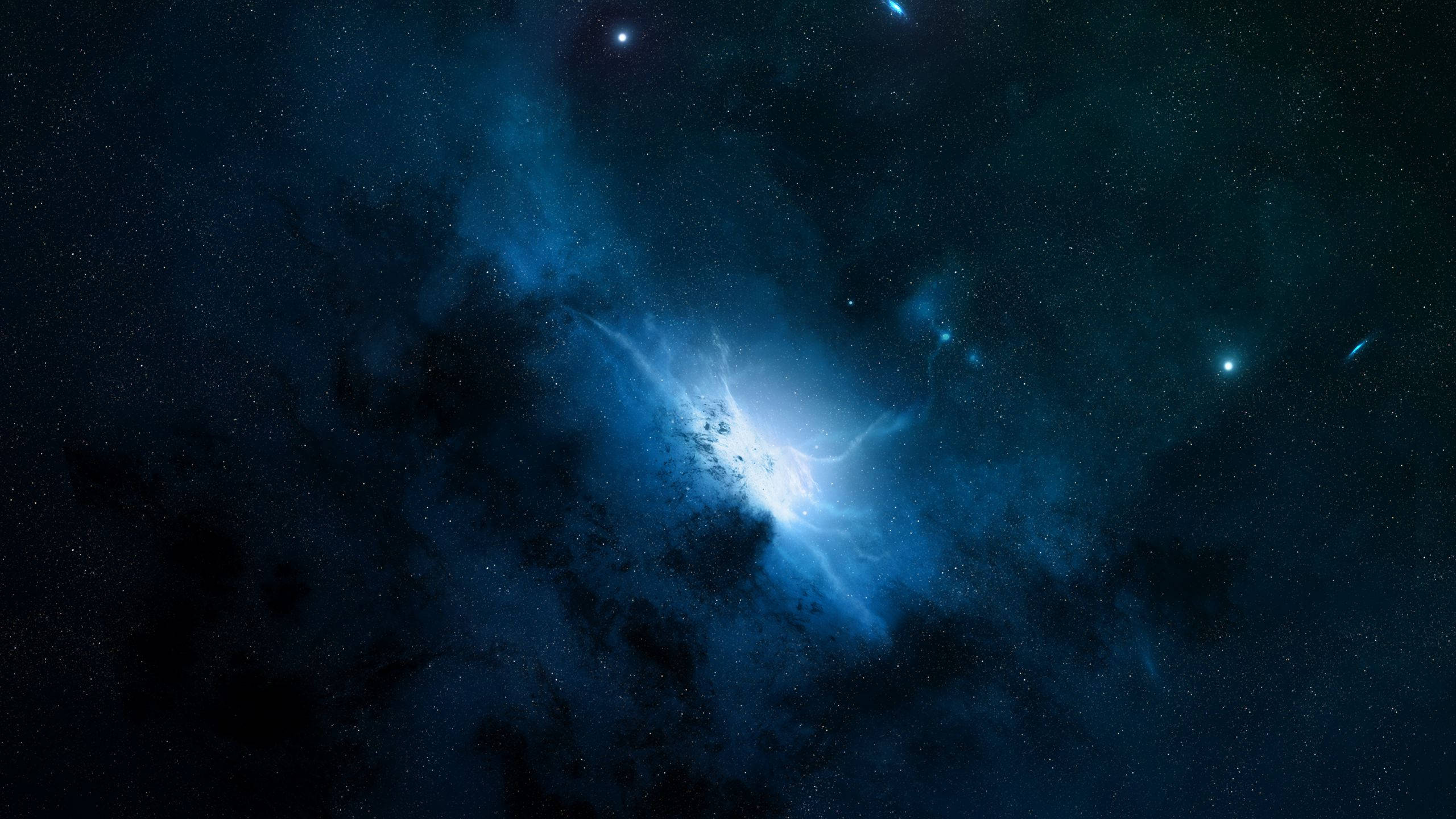 Blue Cosmic Dust Space, 2560x1440, cosmic nebula, 2K Desktop Wallpaper