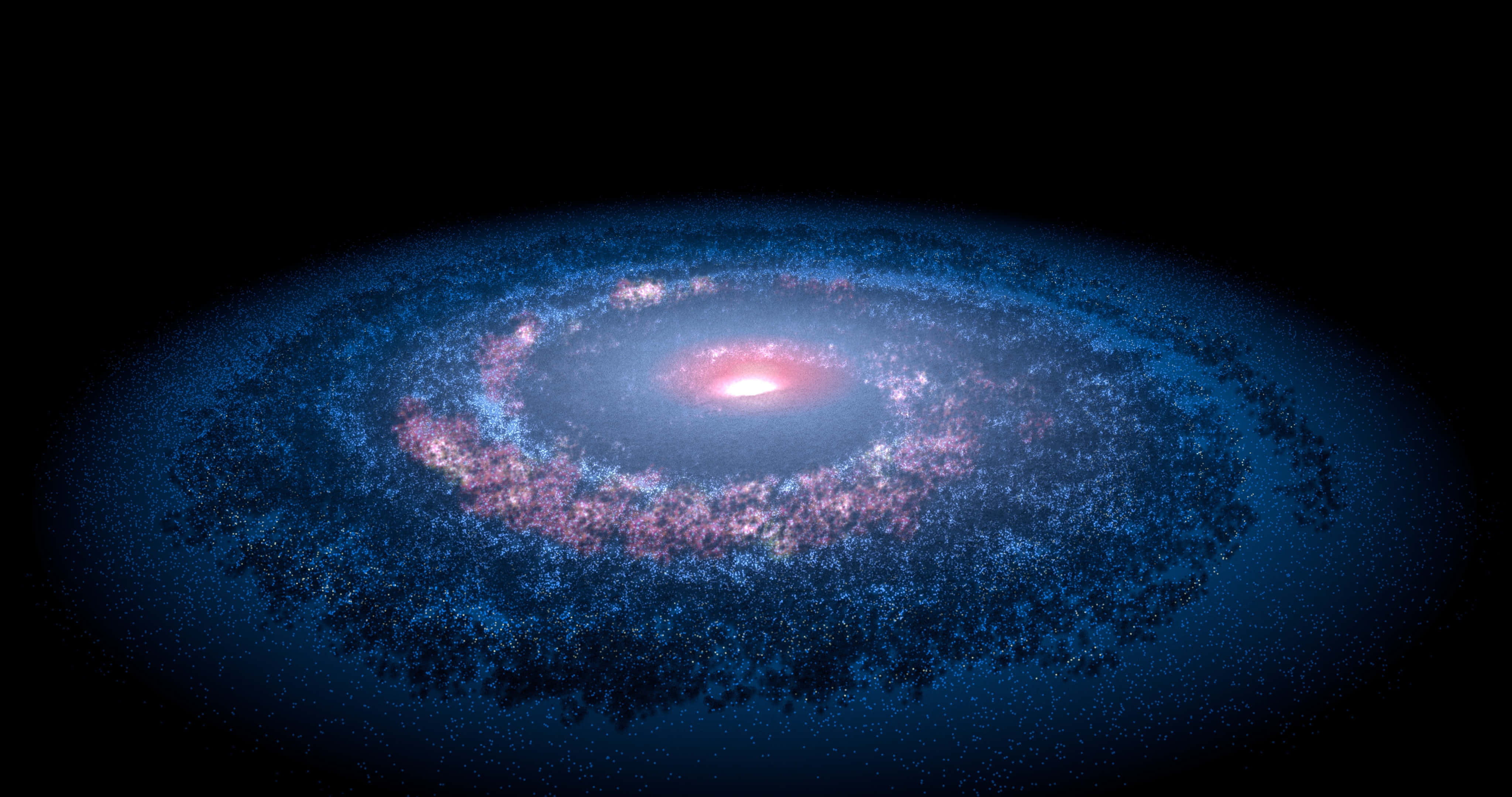 Cosmic Blue Pink Milky Way, spiral galaxy, blue and pink hues, 4K Desktop Wallpaper