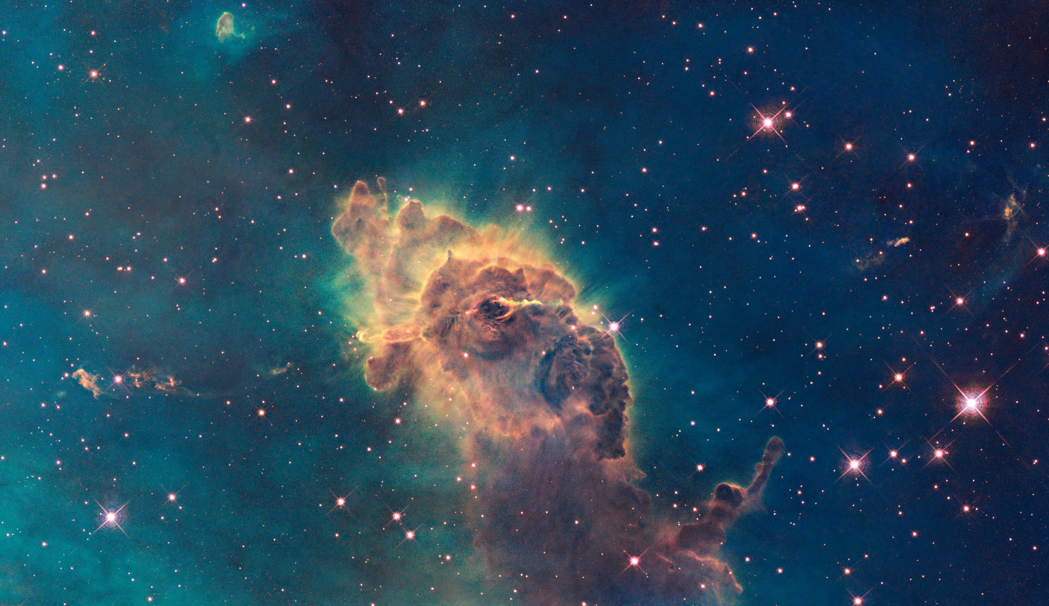 visible nebula cloud, orange, teal, 4K Desktop Wallpaper