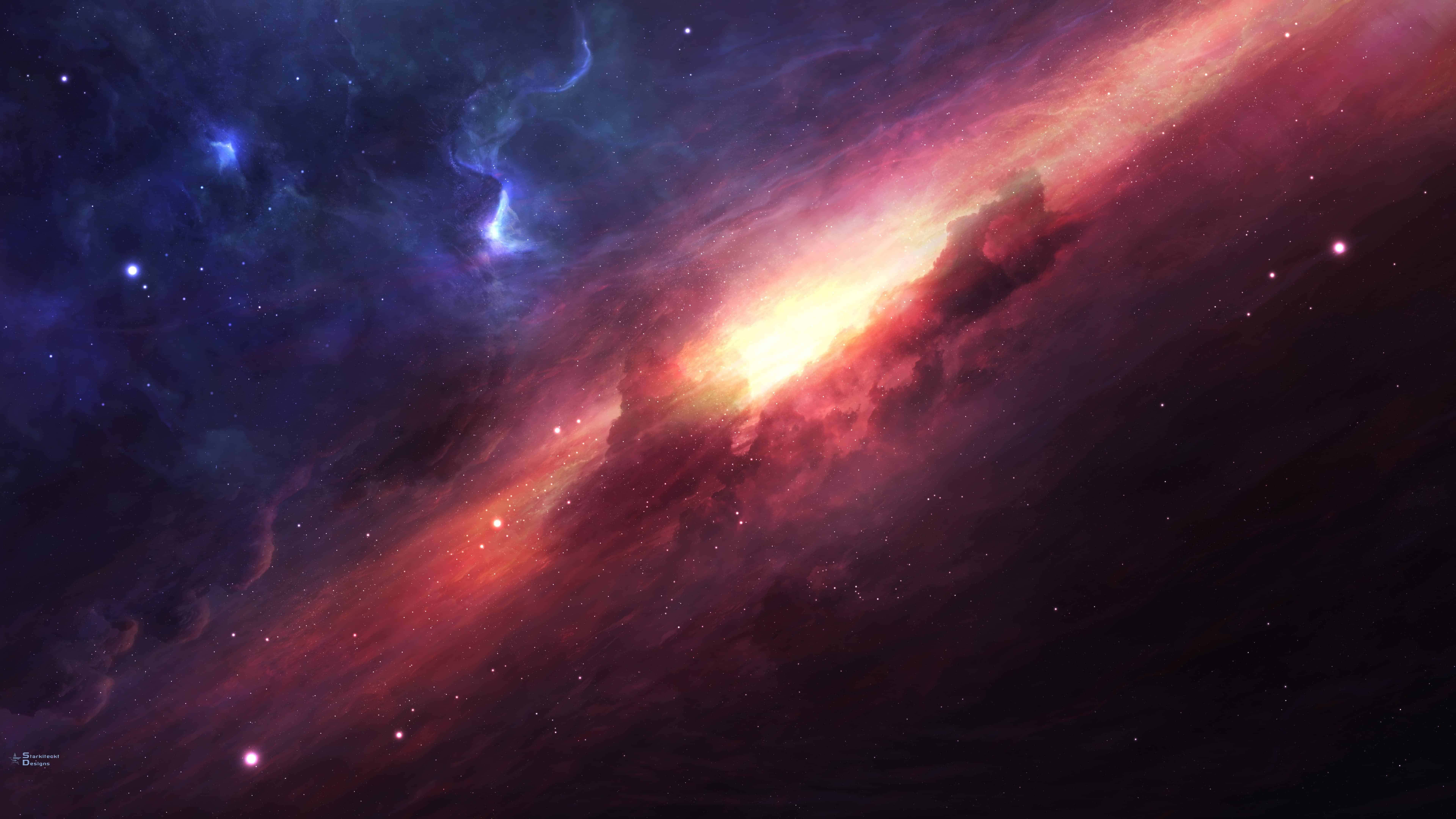 Cosmic, red, blue, 8K Desktop Wallpaper