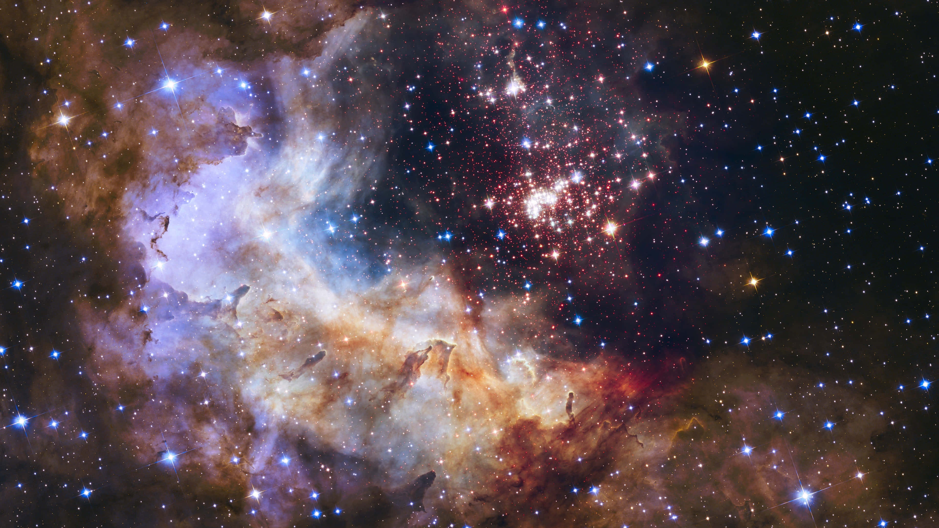 Cosmic Pink Space Stars, nebulae, blues, 4K Desktop Wallpaper