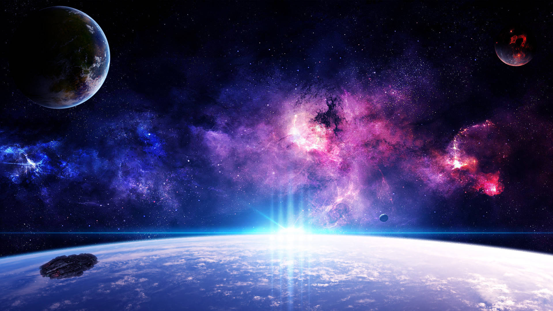 colorful horizon, Earth, space, Full HD Desktop Wallpaper