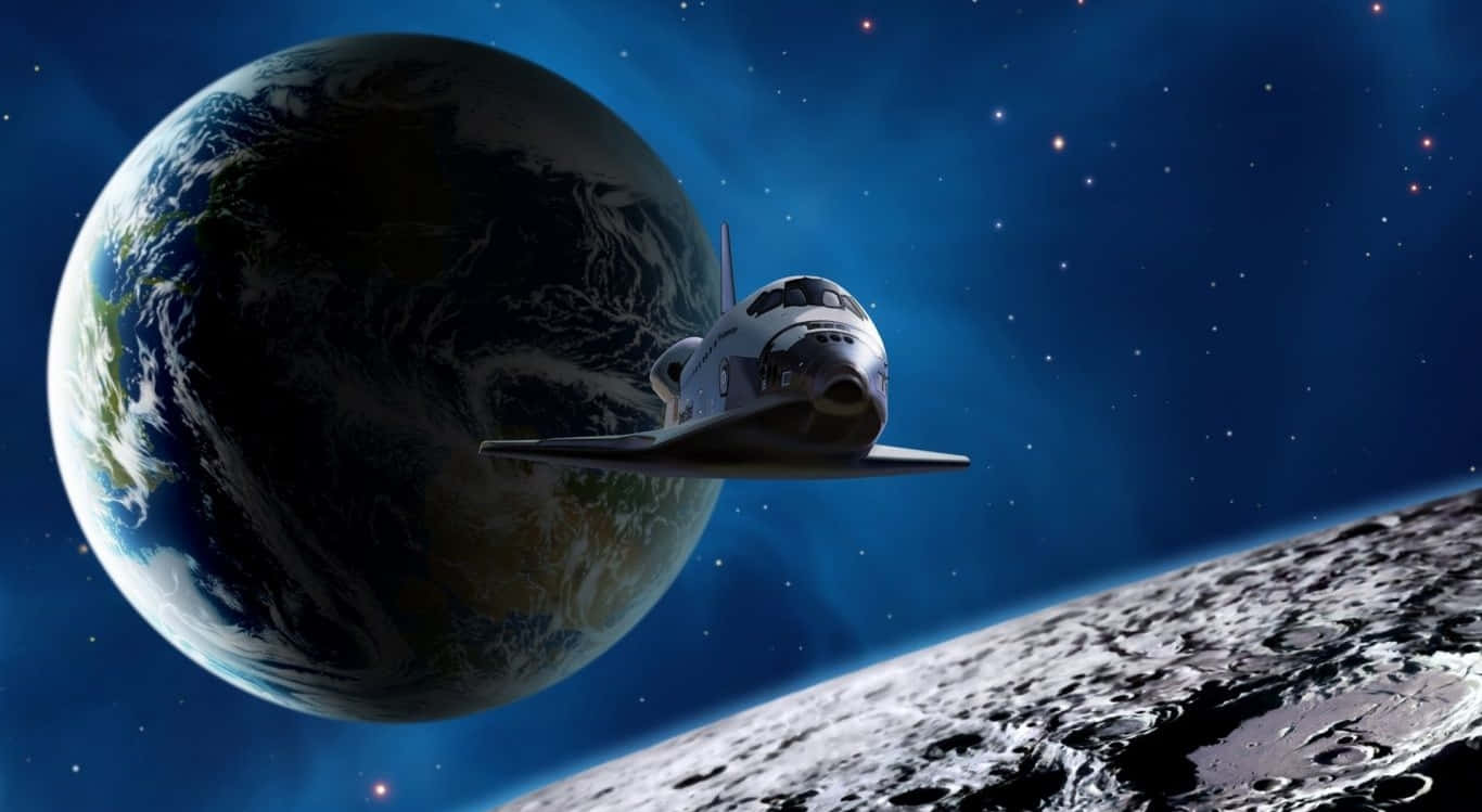 space shuttle, moon, Earth, HD Desktop Wallpaper