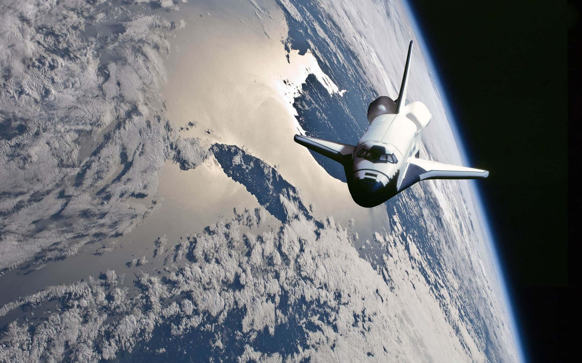 Space Shuttle, Earth, curved horizon, Full HD Desktop Wallpaper