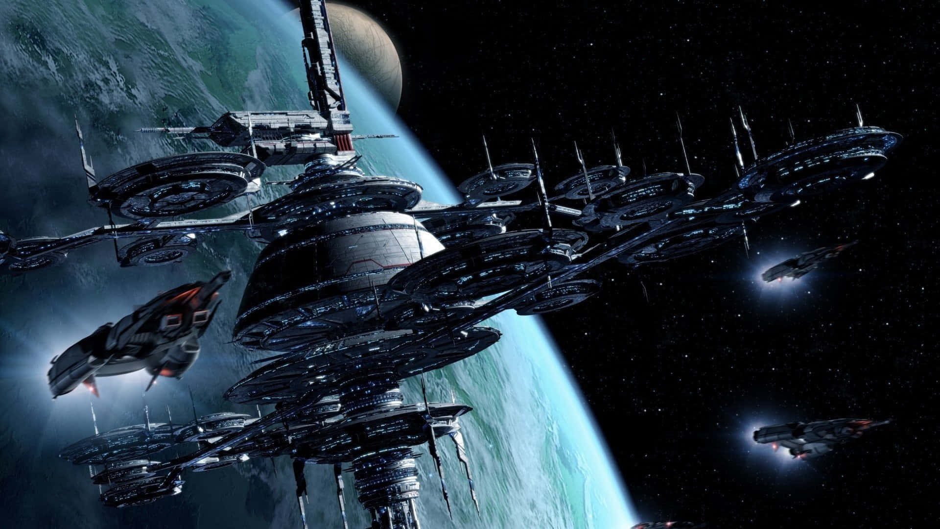 space station, Earth, blue planet, Full HD Desktop Wallpaper