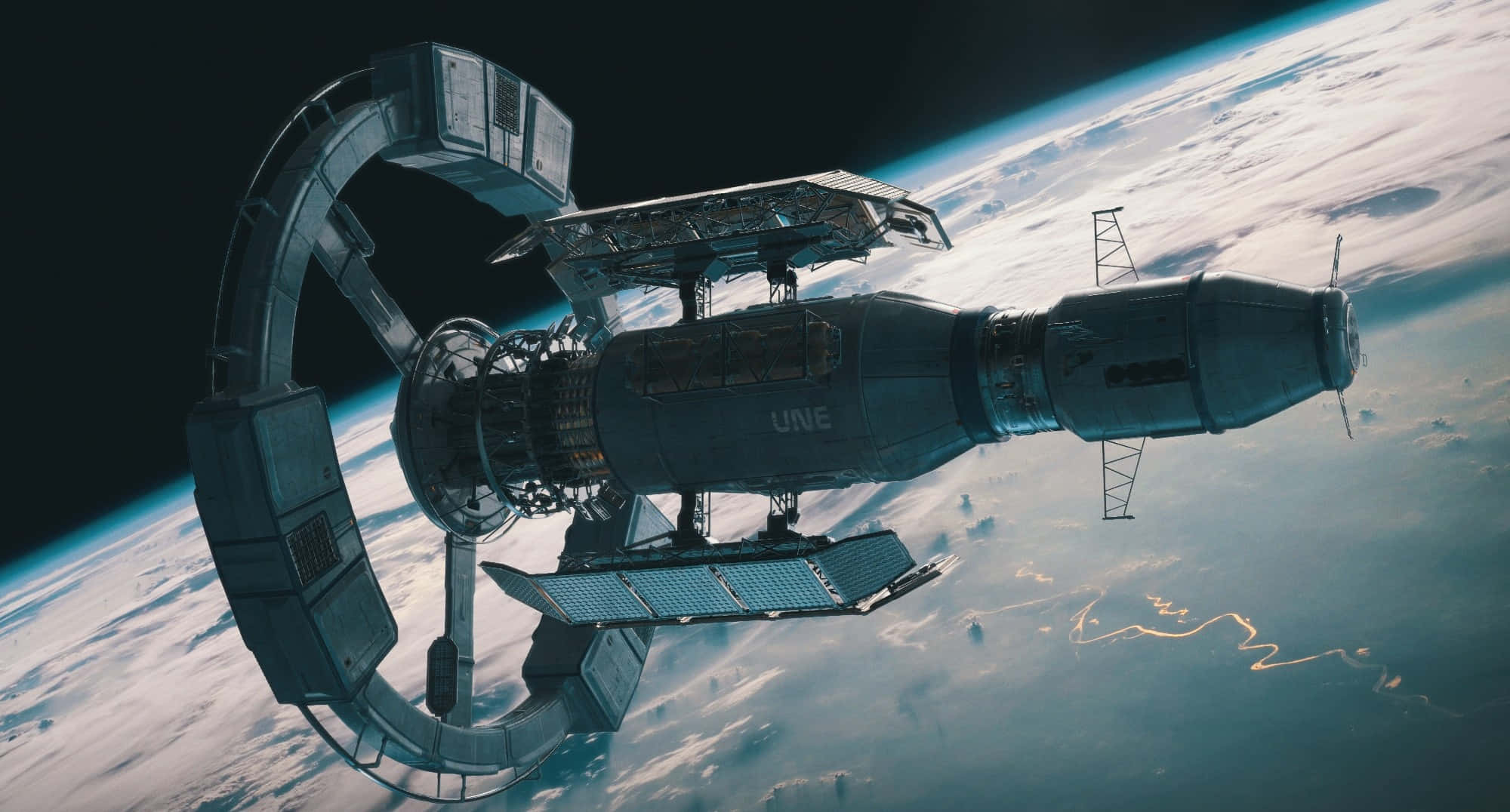 Space Station, Earth, solar panels, Full HD Desktop Wallpaper