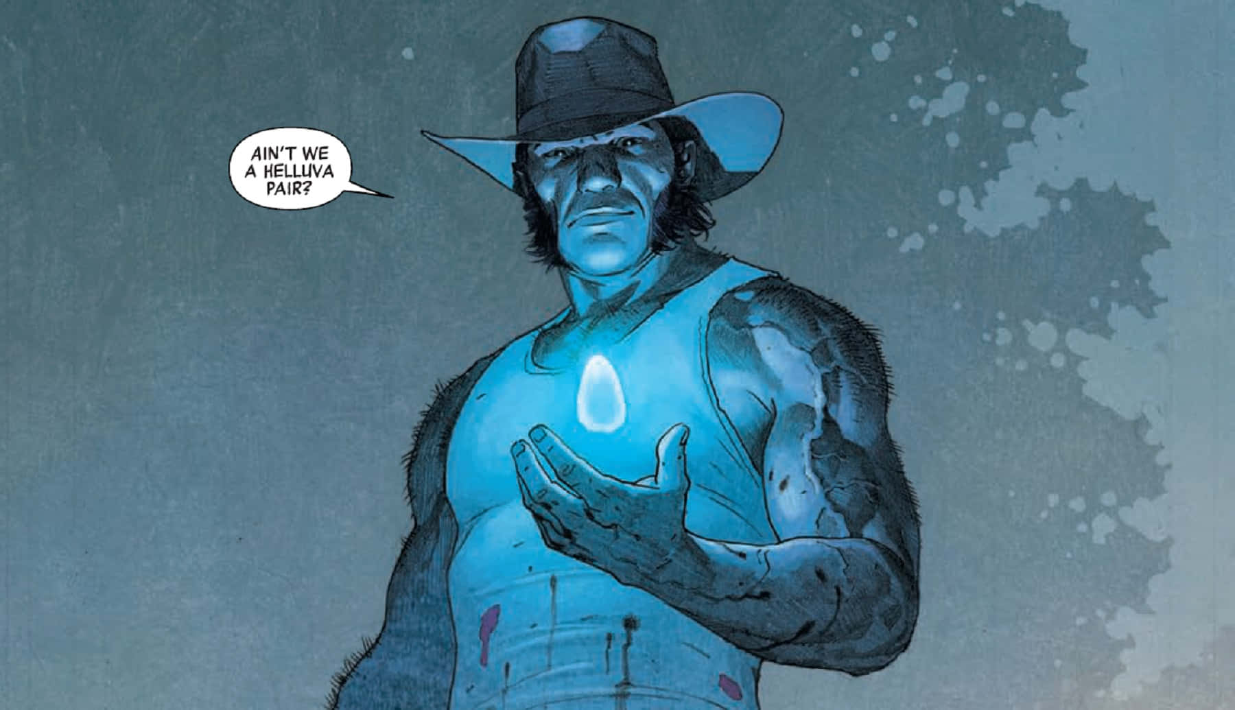 Space Stone, blue-skinned man, hat, HD Desktop Wallpaper
