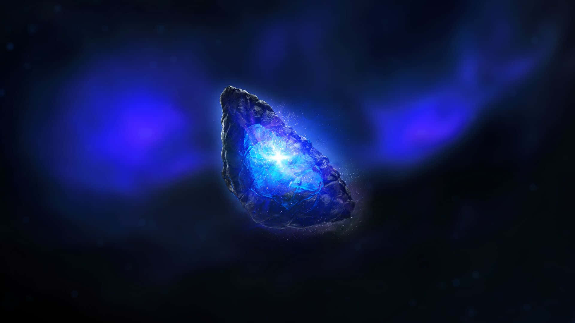 Space Stone, glowing blue crystalline object, dark cosmic background, Full HD Desktop Wallpaper