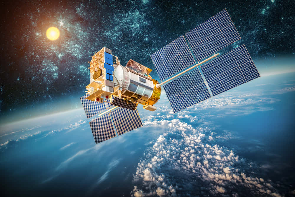 satellite, solar panels, Earth, SD Desktop Wallpaper