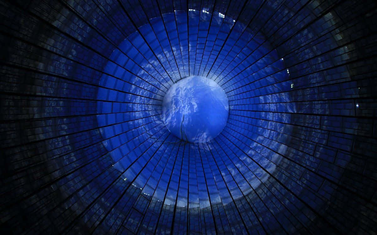 Spaceballs, blue planet Earth, geometric glass dome structure, SD Desktop Wallpaper