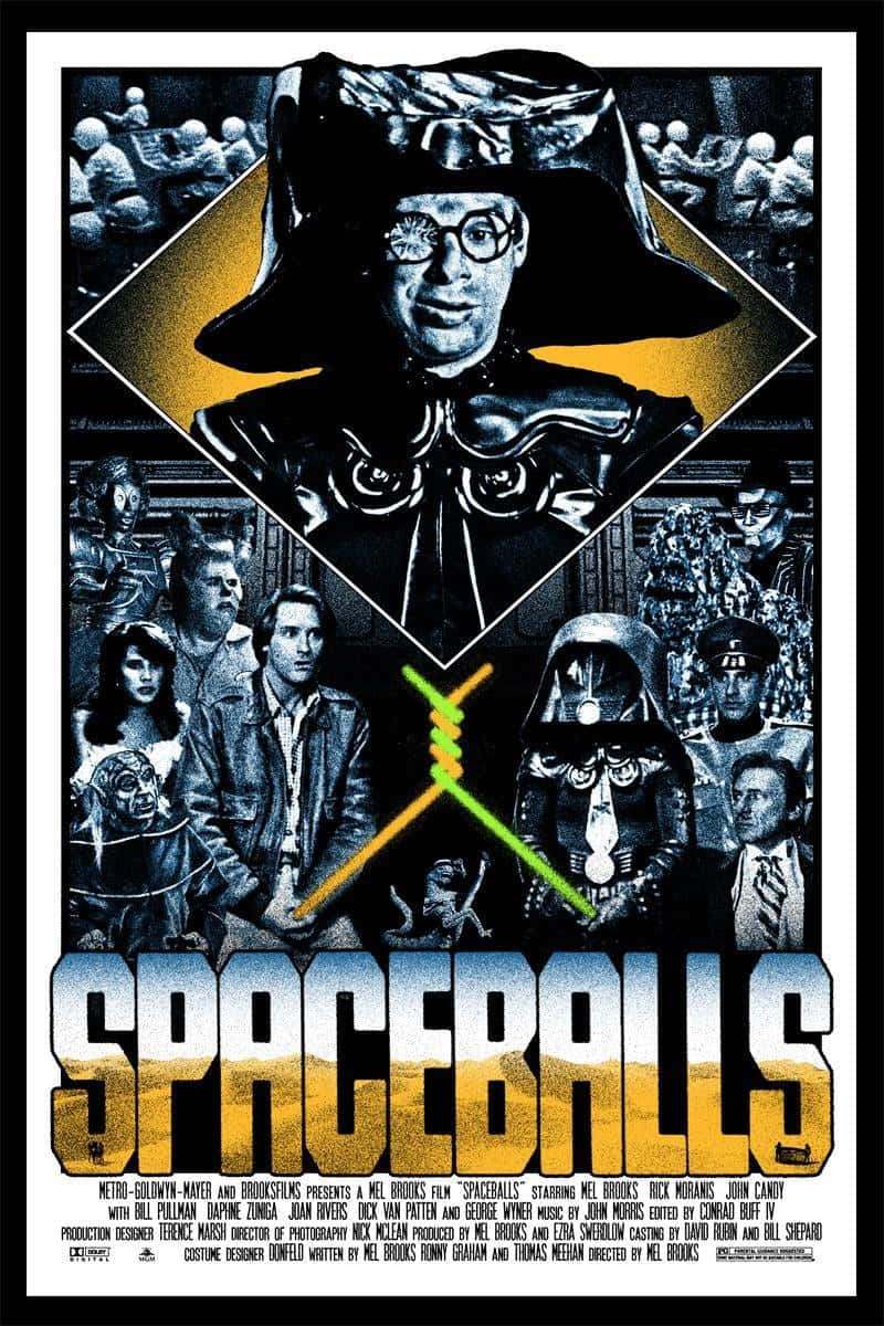 Spaceballs, Dark Helmet, black and yellow background, SD Phone Wallpaper