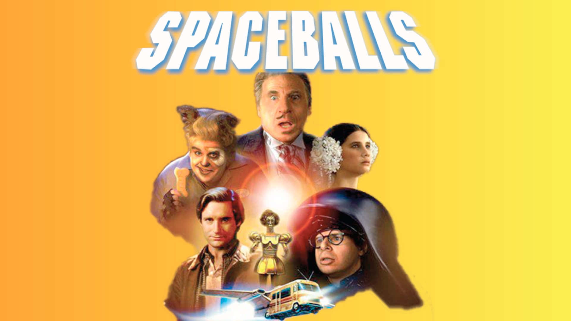 Spaceballs, yellow, movie poster, Full HD Desktop Wallpaper