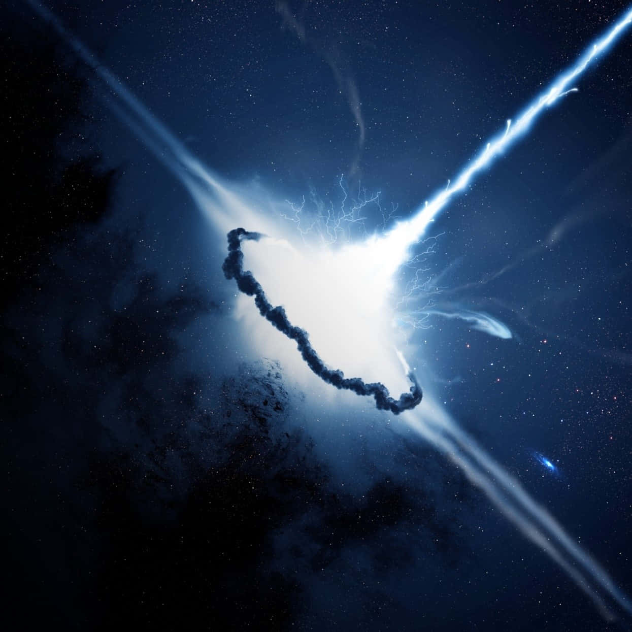 spacecraft, dark nebula, blinding white light, SD Desktop Wallpaper