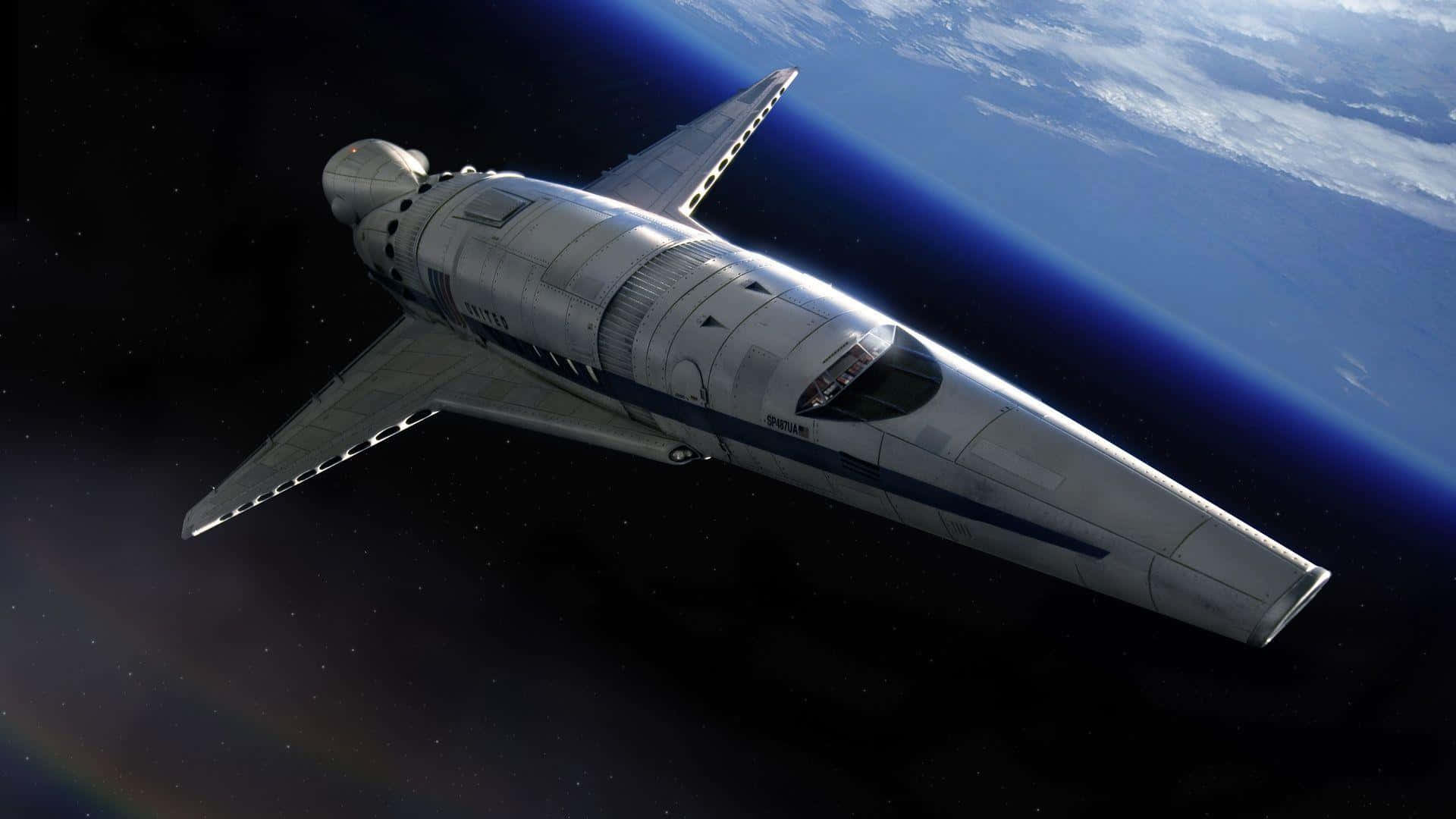 spacecraft, silver spaceship, outer space, Full HD Desktop Wallpaper