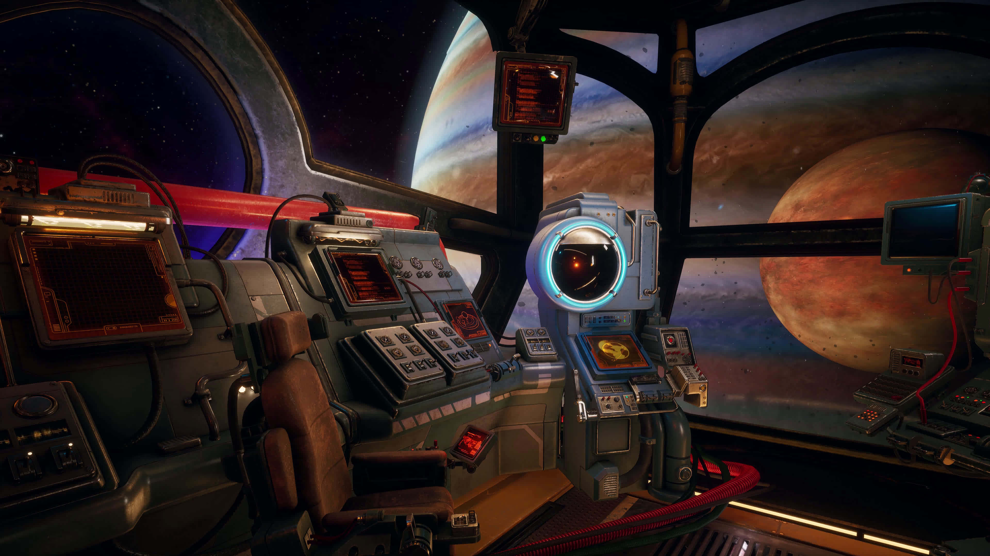 spacecraft, cockpit, glowing controls, 4K Desktop Wallpaper