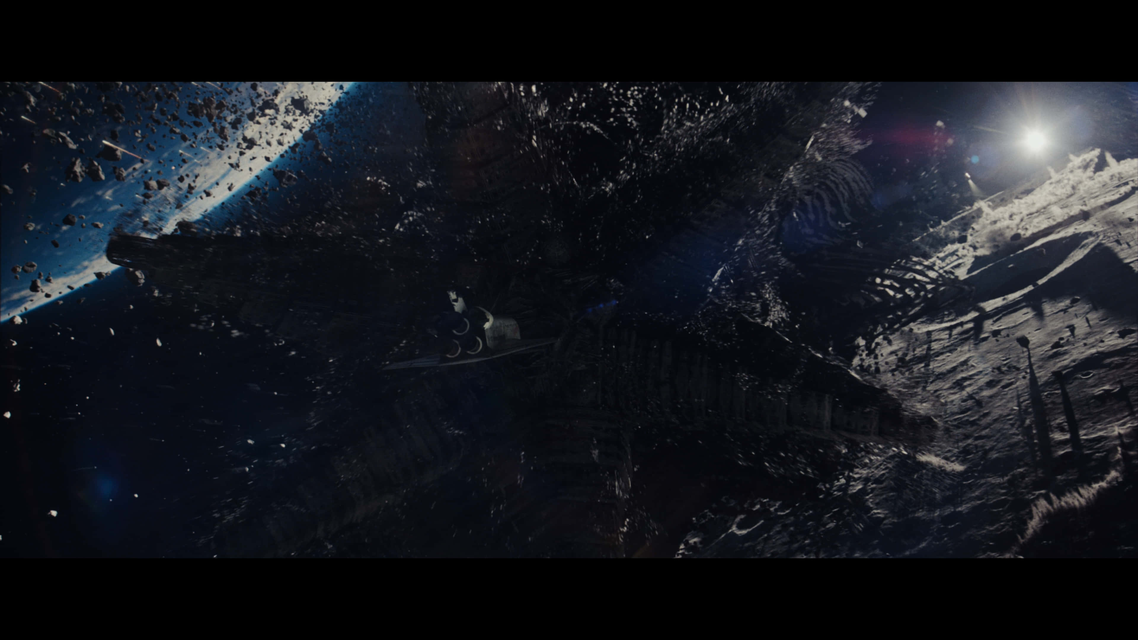 spacecraft, debris field, planet, 4K Desktop Wallpaper